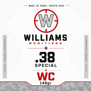 WILLIAMS MUNITIONS 38 Special WadCutter 148gr