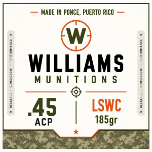 WILLIAMS MUNITIONS .45 185GR LSWC